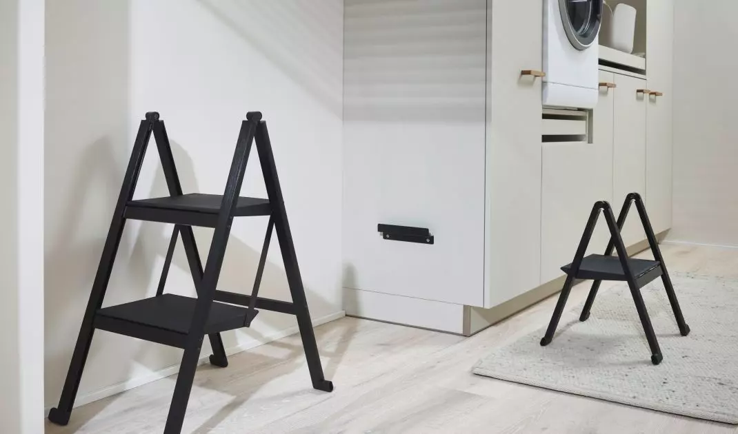 Practical ladder will allow you to reach even the highest shelves