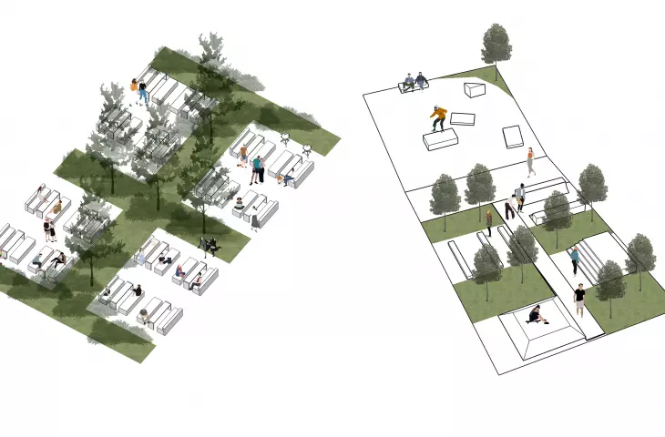 skate park and barbecue area