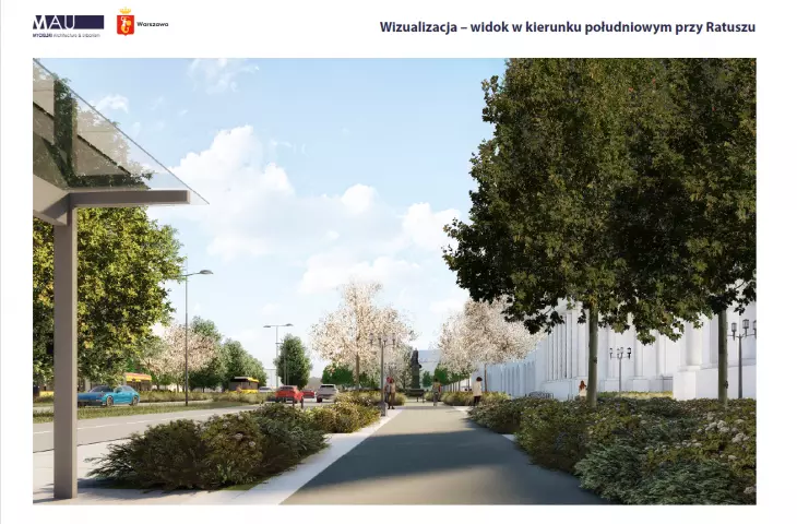 na przestrzeń placu Bankowego ma zostać wprowadzona zieleń wysoka i niska