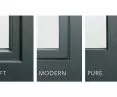 Główną cechą i wyróżnikiem okien INNOVIEW jest kształt zewnętrznej okładziny aluminiowej -dostępna w trzech wariantach: SOFT, MODERN i PURE