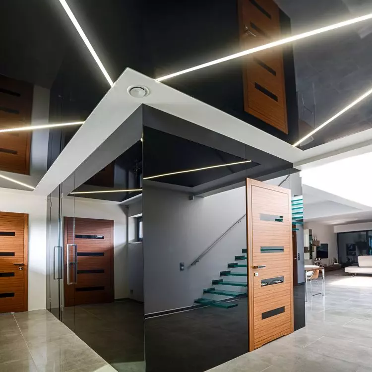 Stretch ceilings with light lines