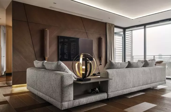 The TV wall was covered with wood