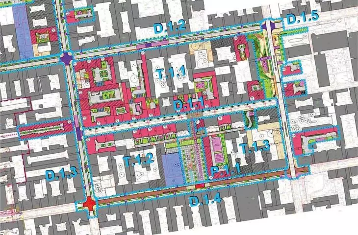 Textile Street, the scope of spatial activities within the boundaries of Area 1 of the Area Revitalization Project of the City Center of Łódź