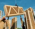 The house is built using modular technology with elements of wooden construction and an infill of heavily compressed straw (straw-bale)