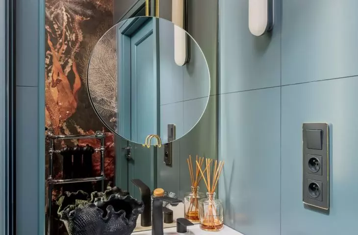 Mirrors optically enlarge the space