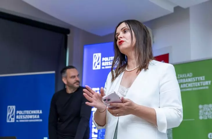 Maciej Franta i redaktorka naczelna A&B - Małgorzata Tomczak na Politechnice Rzeszowskiej