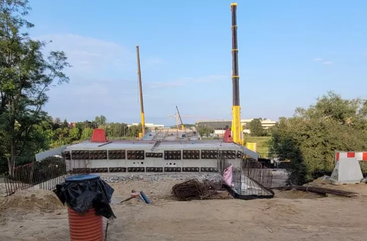 Construction of the Berdychowski Bridges in Poznań, June 2024.