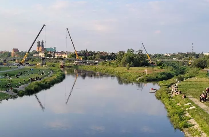 Construction of the Berdychowski Bridges in Poznań, June 2024.