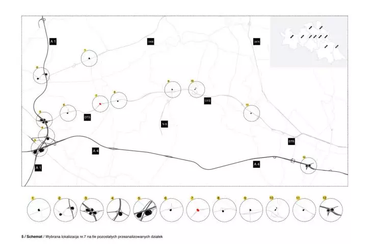 The selected location No. 7 against the background of the other plots analyzed