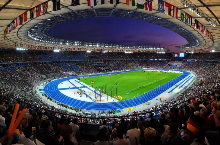 Berlin stadium at night
