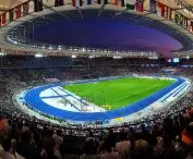 Berlin stadium at night