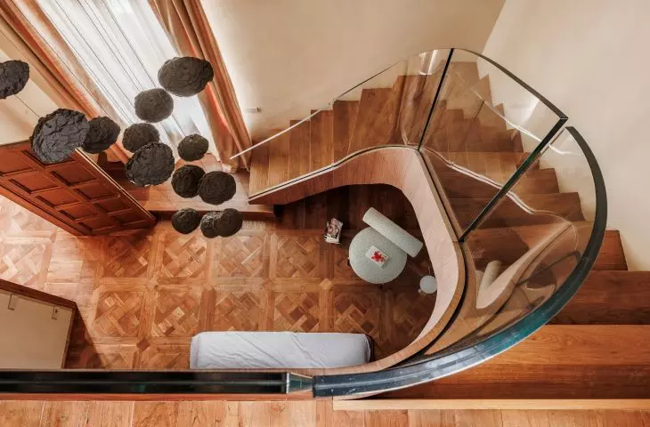 The staircase was made of recycled wood