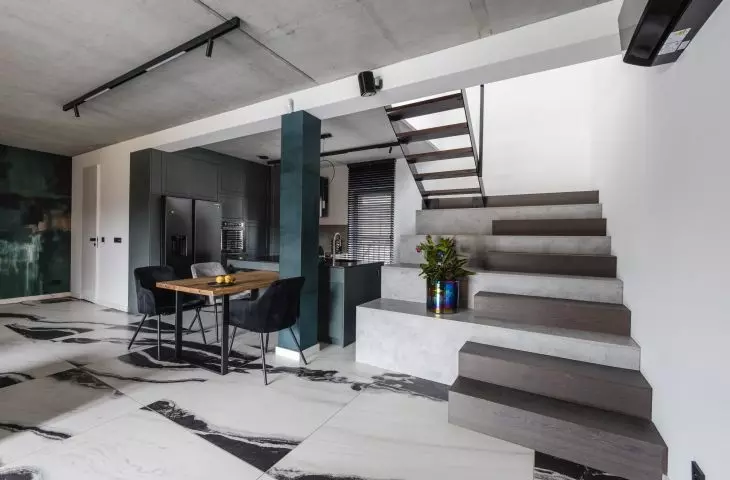 The apartment has two floors