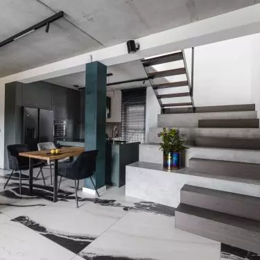 The apartment has two floors