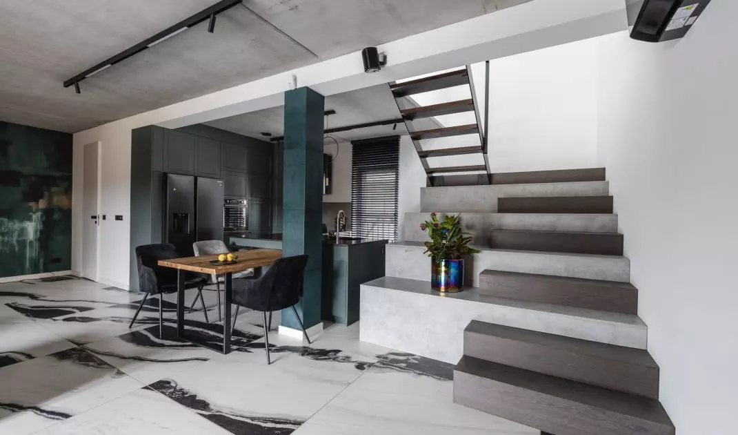 The apartment has two floors