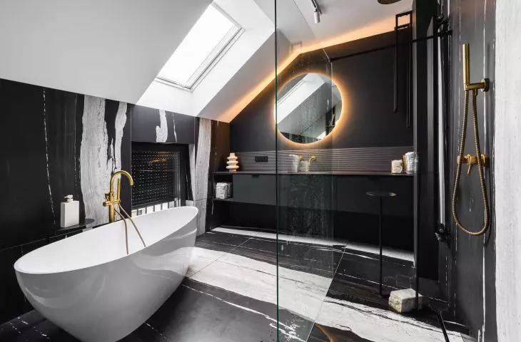The apartment features smart lighting