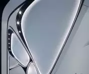 the design of the reception area uses rounded planes
