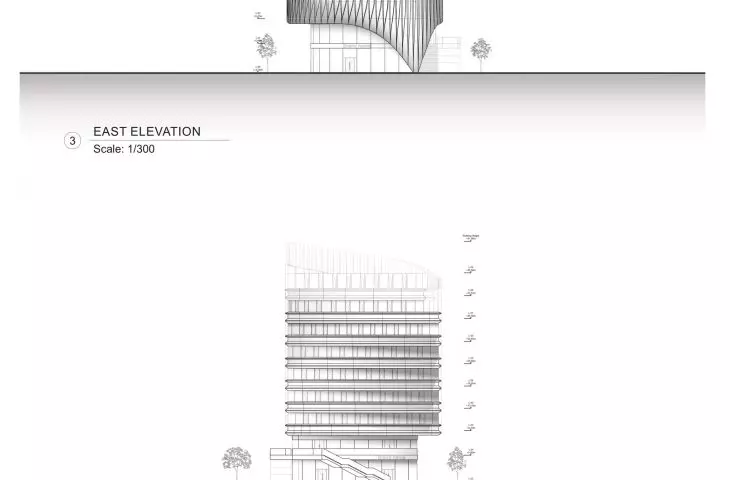 Drawing of the eastern and western elevations