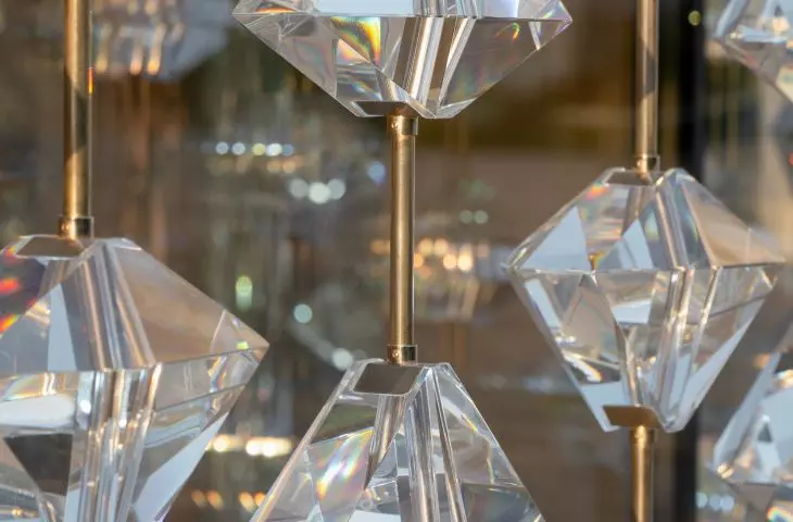 close-up on the glass diamond installation