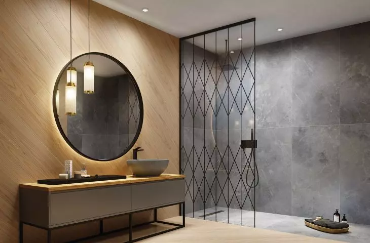 Modo XL walk-in shower enclosure with Scissors print 