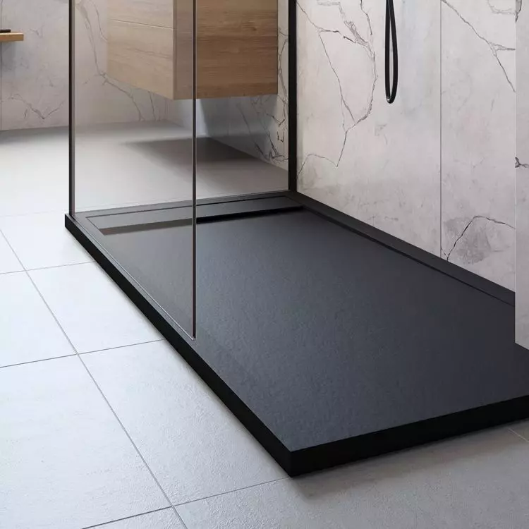 Customized Teos F conglomerate shower tray cut to individual dimensions