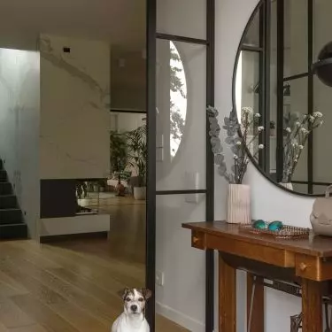 The house is also inhabited by a jack russell terrier