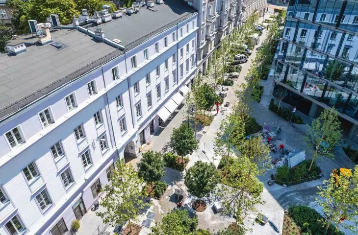 Woonerf on Bracka Street in Warsaw`.