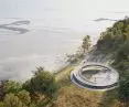 Viewing platform with descent to 'Dubai Beach' in Jaroslawiec, bird's eye view