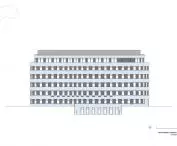 Rysunek architektoniczny zachodniej strony elewacji budynku