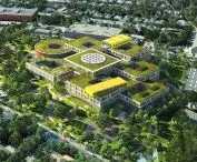 Wizualizacja widoku z lotu ptaka na kampus Lego w Billund