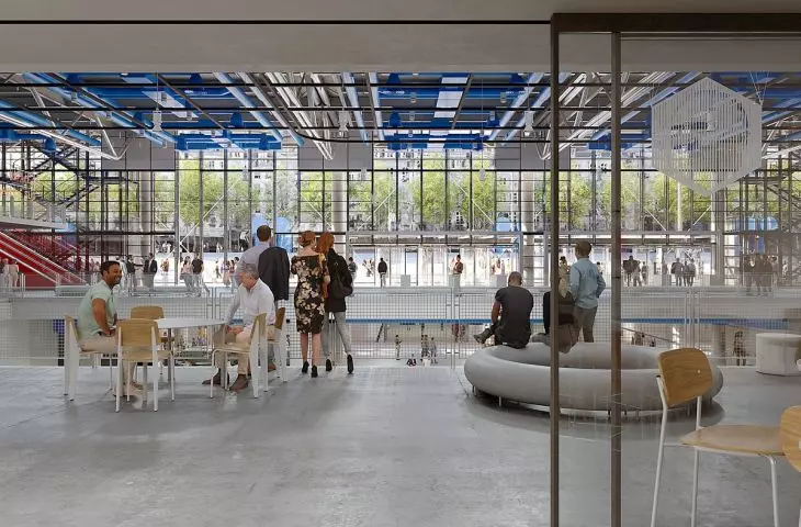 Wizualizacja kawiarni znajdującej się w Forum odnowionego Centre Pompidou