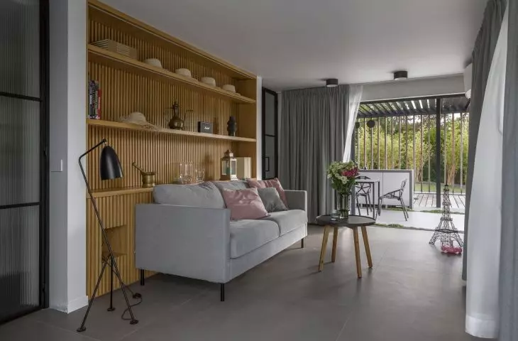 The interior of the cottage has a raw feel