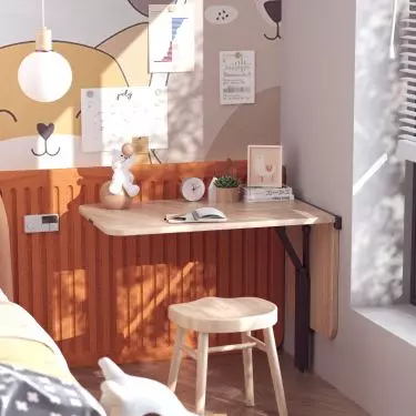 If there is no space for a desk in your child's room, install a wall-mounted table