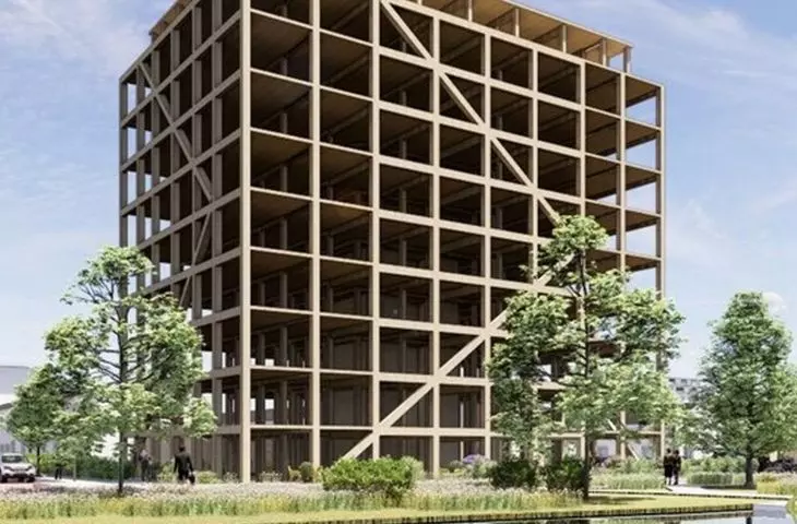 Visualization of the wooden frame of the Dutch block of flats
