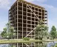 Visualization of the wooden frame of the Dutch block of flats