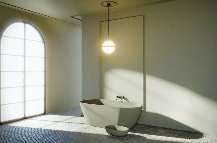 Bilbao bathtub and Escala Solid Color washbasin in Moss Green color
