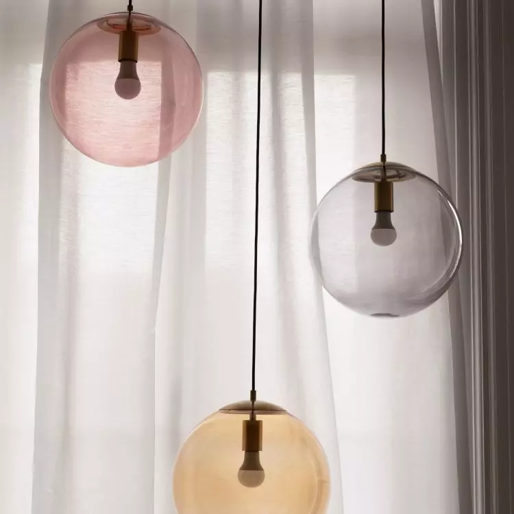 Colored glass lampshades are a great choice for modern interiors