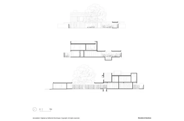 A cross-section through the facade of a Ghanaian artist residence