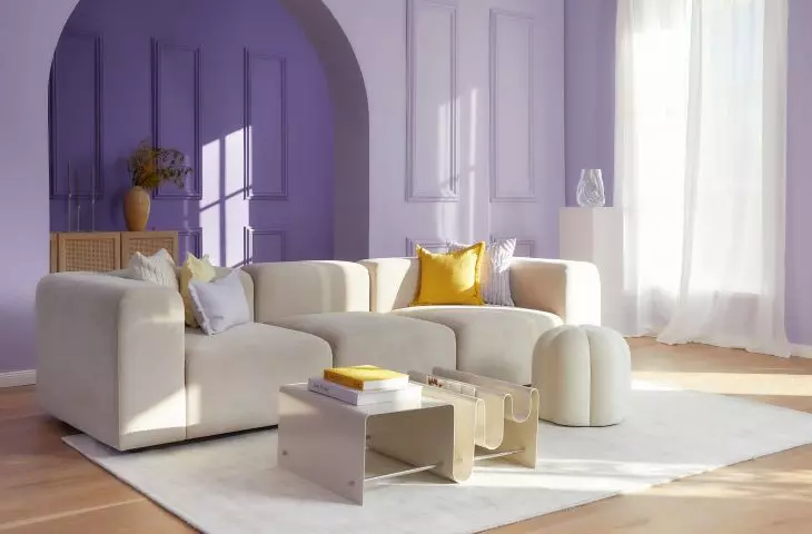 Purple walls will look good with stucco