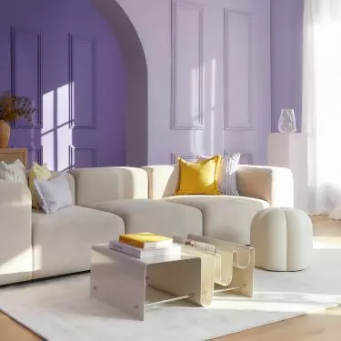 Purple walls will look good with stucco