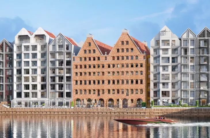 Projekt hotelu w spichlerzach Wielki i Mały Groddeck na Wyspie Spichrzów