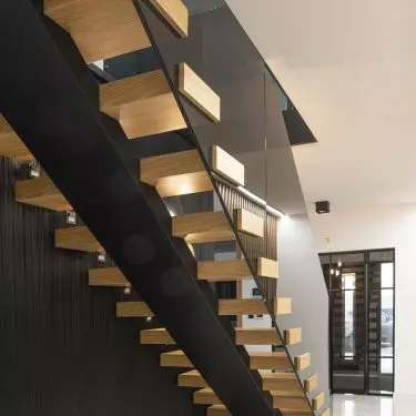 Stairs on metal structure oak