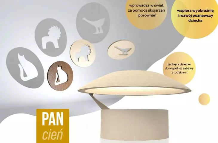 By playing with the lamp-projector, children learn to recognize forms and name objects
