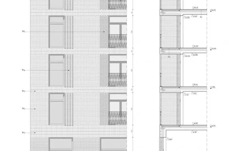 elevation detail with cross-section