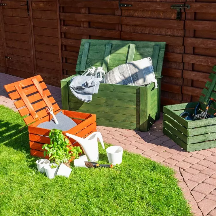 Colorful boxes are a great addition to the garden