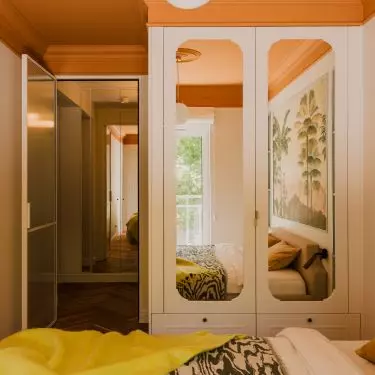 Mirrors reflect a fever of colors creating an interesting effect