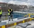 Ewa Kurylowicz (right) at the construction site of the Faculty of Neophilology at the UW with the architects of the author's team - Magda Izewska and Darek Gryta, March 2021