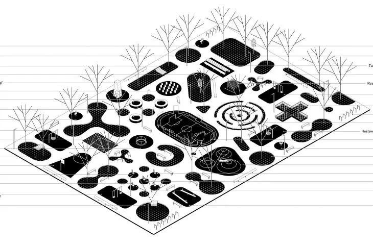 Activity Zone in Chorzow, axonometry