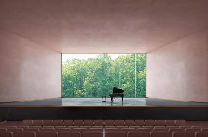 Visualization of the interior of the Fryderyk Chopin Center in Żelazowa Wola
