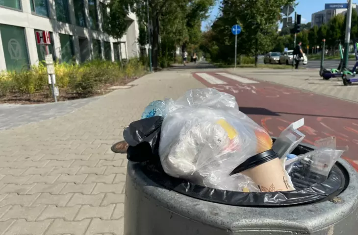 śmietnik przy jednej z krakowskich obwodnic